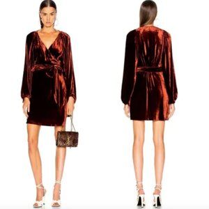 New A.L.C. CARLO VELVET WRAP DRESS COGNAC NWT SIZE 6 RETAIL $695